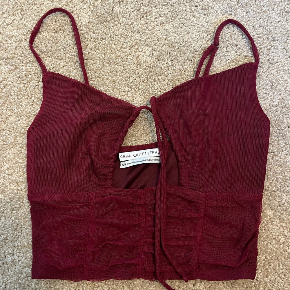 Urban Maroon Front Tie Top